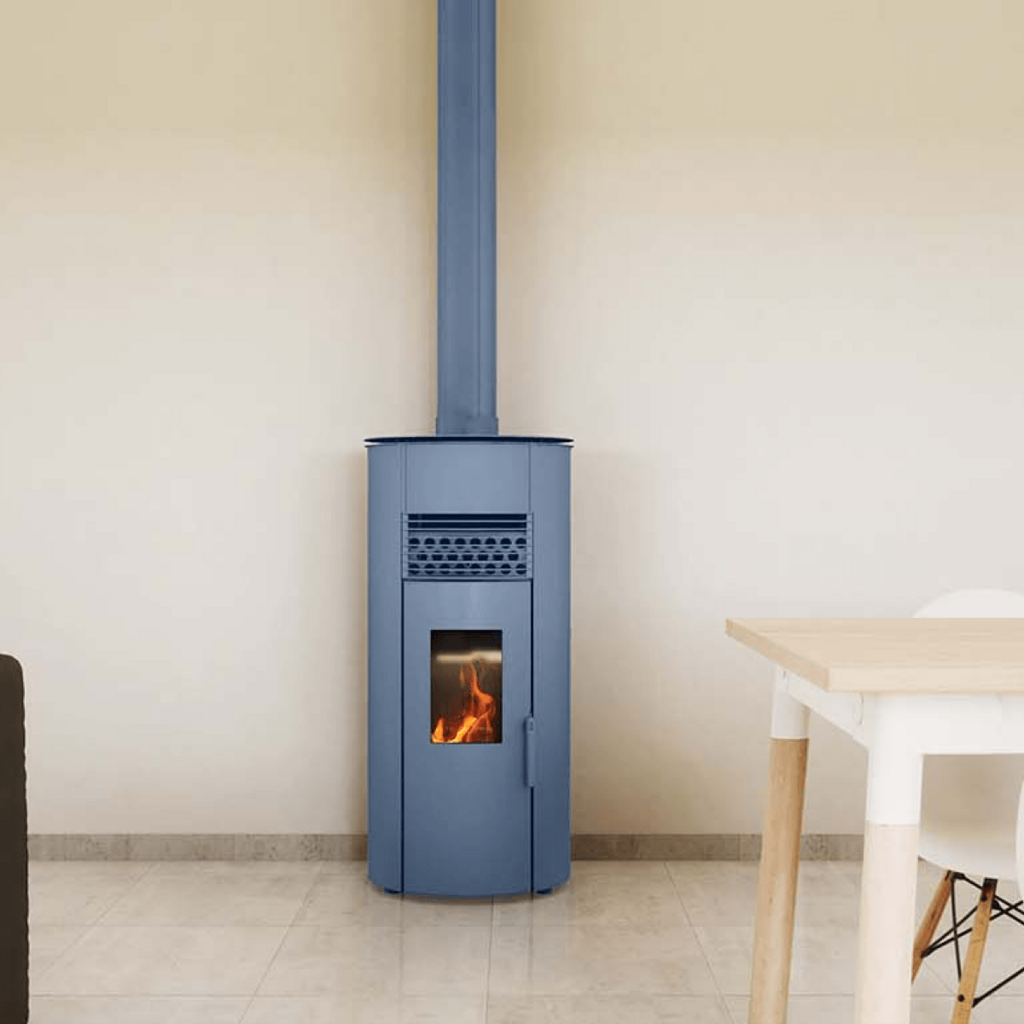 Șemineu vopsit cu vopsea termorezistentă Stove Bright, culoarea albastru